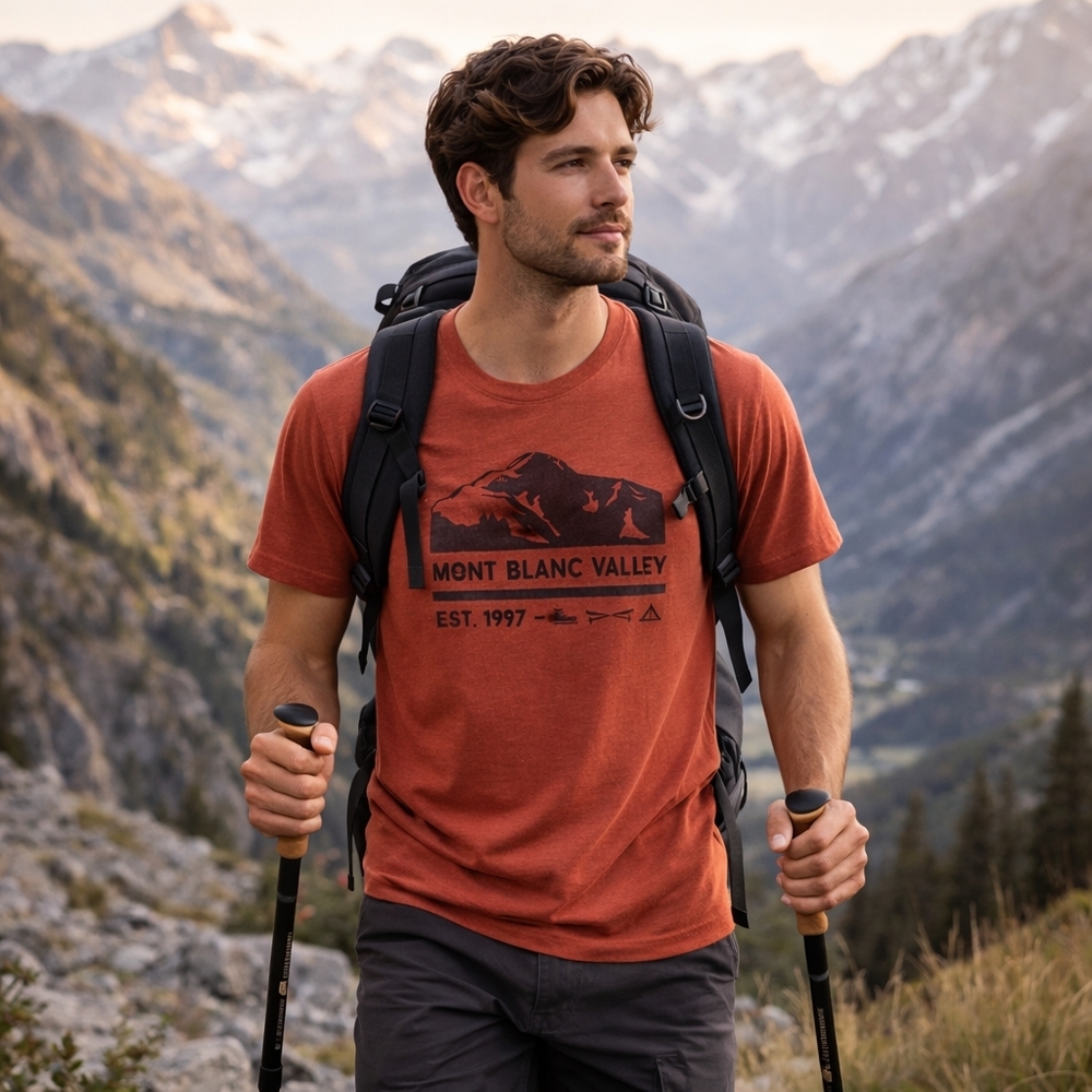 Quechua Decathlon Mont Blanc Valley Graphic T-Shirt Hiking Outdoor Size L
